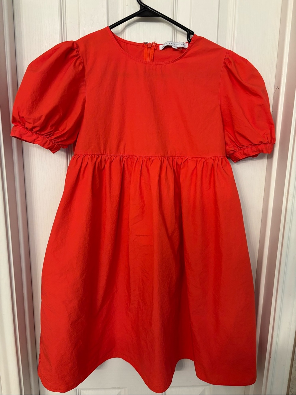 Boho English Factory Women’s Puff Sleeve Red Dress XS
